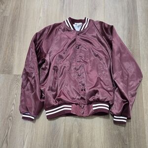 Vintage 70s 80s Hartwell Burgundy Bomber Snap Jacket Size M Made In USA Nylon